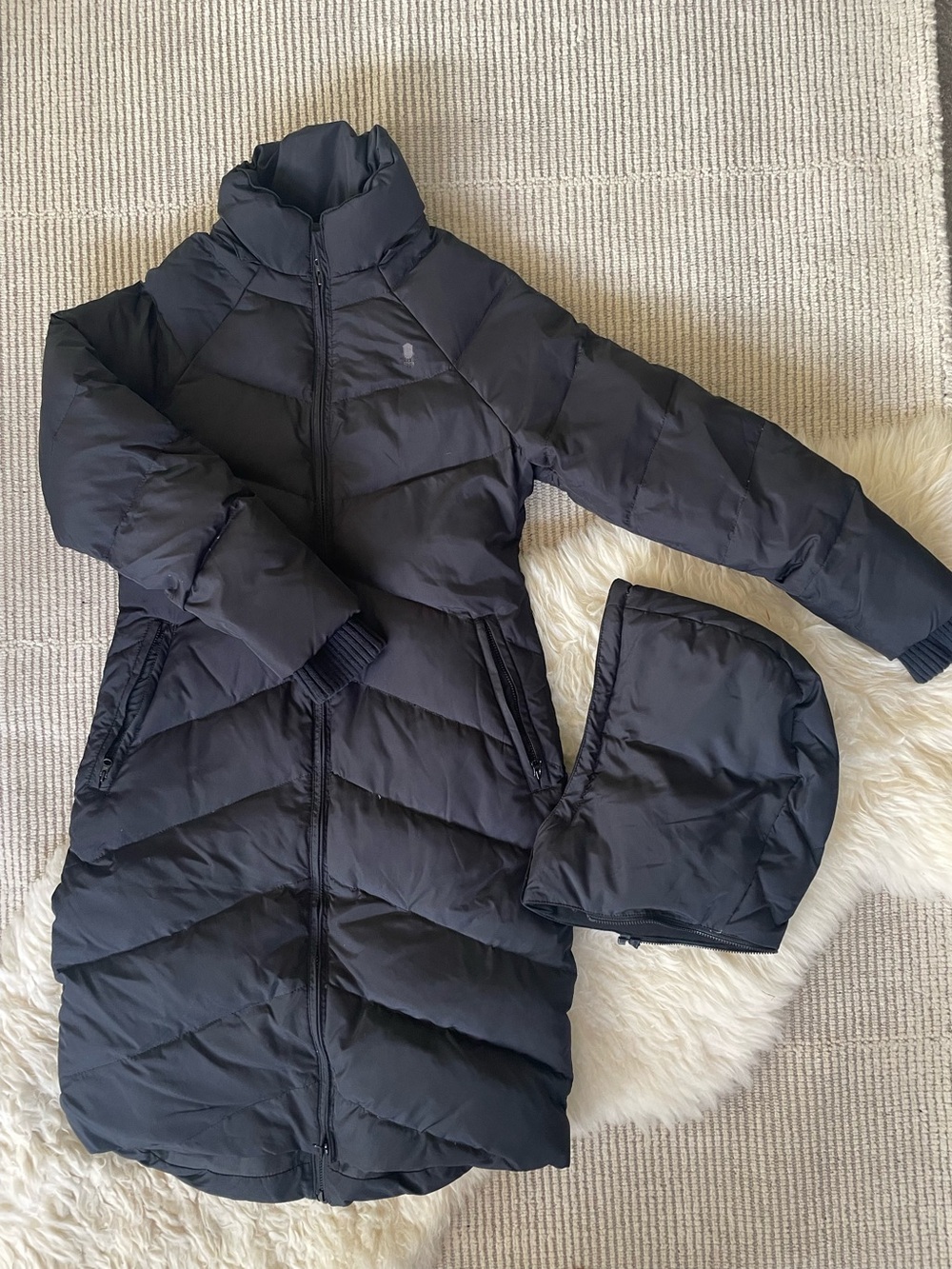 Brooklyn Industries Women’s Long Black Down Puffer Coat with Detachable Hood